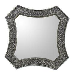'Stars' - Antique Silver India Repouss?? Nickel Over Brass Wall Mirror