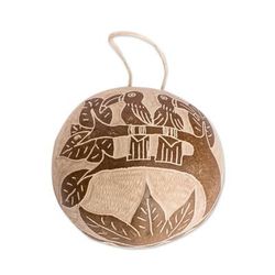 'Costa Rican Hand-Carved Dried Calabash Gourd Toucan Wall Art'