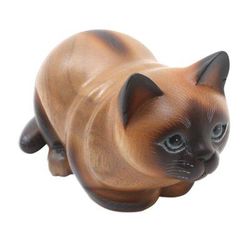Fat Cat in Brown,'Handcrafted Balinese Suar Wood Statuette'