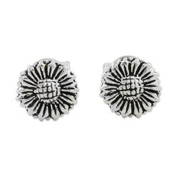 Cute Sunflowers,'Sterling Silver Sunflower Stud Earrings from Thailand'