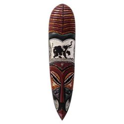 Akono,'Sese Wood and Aluminum Elephant-Themed Mask'