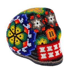 Peyote Memories,'Handmade Huichol Skull Figurine'