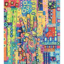 Hand,'Multicolored Modern Stretched Sublimation Print of A Hand'