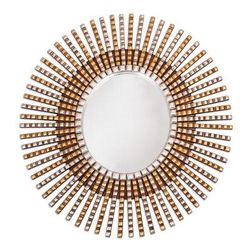 Sacred Sun,'Wood Wall Mirror with Bronze Leaf Handcrafted in Peru'