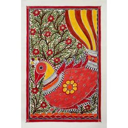 Madhubani painting, 'Dancing Bird'