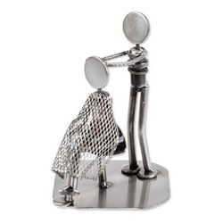 Haircut,'Metal Barber Sculpture Recycled Auto Parts Handmade Mexico'