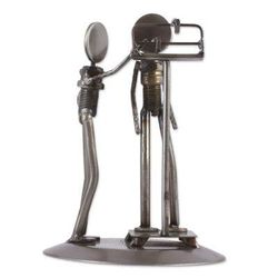 Rustic Nutritionist,'Rustic Recycled Auto Part Sculpture of a Nutritionist'