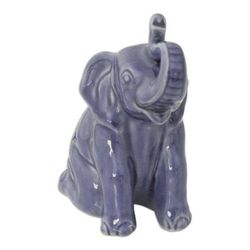 'Blue Elephant Welcome' - Artisan Crafted Celadon Ceramic Sculpture