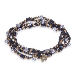 Night Party,'Black Beaded Wrap Bracelet from Thailand'