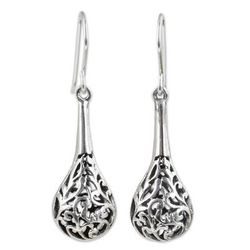 'Forest Fern' - Sterling Silver Dangle Earrings from Thailand