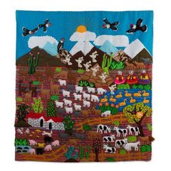 Ancash Vista,'Large Arpillera Wall Hanging'