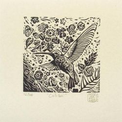 Hummingbird,'Small Limited Edition Hummingbird Block Print'