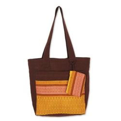 'Ginger Garden' - Cotton Tote Bag with Coin Purse