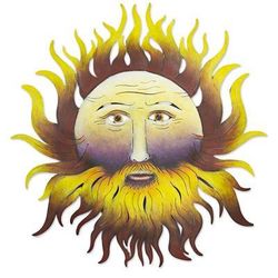 Bearded Sun,'Hand Made Steel Wall Sculpture of Sun Face from Mexico'