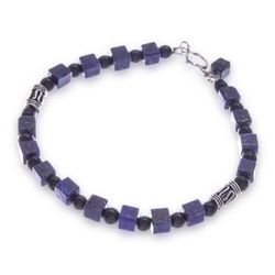 Blue Night,'Quartz and lapis lazuli beaded bracelet'
