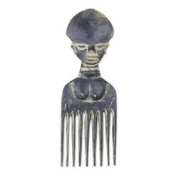Black Osele,'Wood Comb-Shaped Wall Art in Black from Ghana'