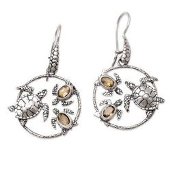 Turtle's Day Out,'Turtle-Themed Citrine Dangle Earrings'