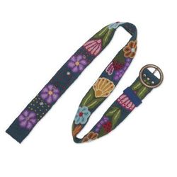 Garden Fashion in Teal,'Embroidered Floral Wool Belt in Teal from Peru'