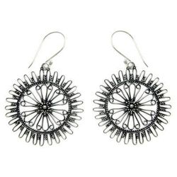 'Dazzling Suns' - Handmade Sterling Silver Dangle Earrings
