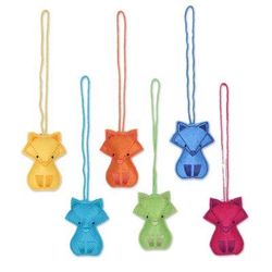 Vibrant Cats,'Assorted Wool Cat Ornaments from India (Set of 6)'