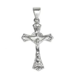 Gleaming Crucifix,'Sterling Silver Crucifix Pendant from Ghana'