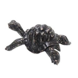 Crawling Tortoise,'Hand Carved Suar Wood Tortoise Statuette'