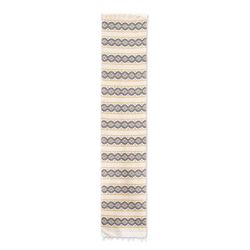 'Hand-Woven Ivory Brown & Yellow Fringed Cotton Table Runner'