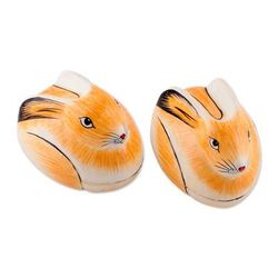 Papier mache boxes, 'Charismatic Rabbits' (pair)
