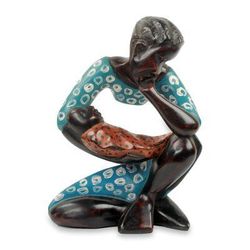 Wood sculpture, 'Thinking Mother'