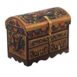Cedar Embellished Wood Domed-Lid Jewelry Box'