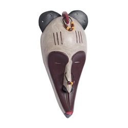 Fang Inspiration,'Hand Carved and Hand Painted Fang Wood Mask from Ghana'