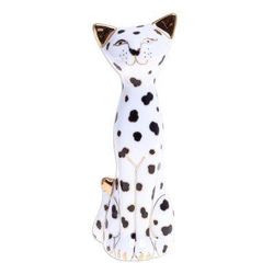 Dalmatian Cat,'Handcrafted Benjarong Porcelain Cat Figurine'