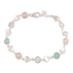 'Faceted Multi-Gemstone Link Bracelet from India'