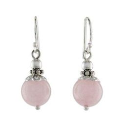 Candy Cloud,'Handcrafted Rose Quartz and Sterling Silver Dangle Earrings'