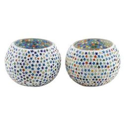 Starry Dazzle,'Glass Star Mosaic Tealight Candleholders (Pair)'