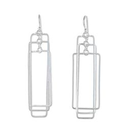 Matte Rectangles,'Modern Rectangular Sterling Silver Dangle Earrings'