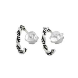 Light and Dark,'Sterling Silver Half Hoop Earrings with a Combination Finish'