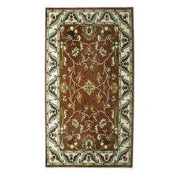 Floral Persia,'Brown and Ivory Floral Wool Area Rug (5x8) from India'