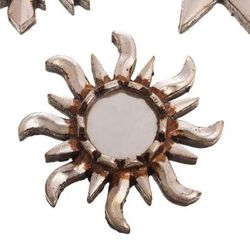 Ancient Suns in Silver,'Set of 3 Wood Mirror Wall Accents with Silver Aluminum Leaf'