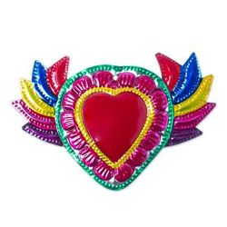 Colorful Heart,'Multicolored Embossed Tin Sheet Wall Decor'