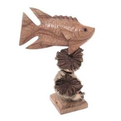 Dragonfish Reef,'Hand-Carved Wood Dragonfish Sculpture from Bali'