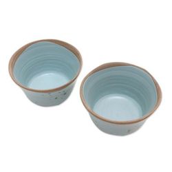 Blue Bell,'Dessert Bowls Handmade in Java (Pair)'