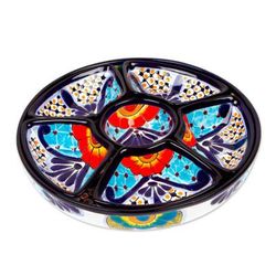 Festive Flowers,'Talavera Style Appetizer Bowl Set from Mexico (7 Piece)'