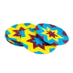 'Multi-Color Starburst Cotton Crochet Coasters (Set of 6)'