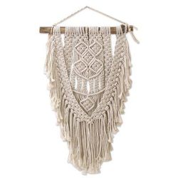 Dawn in Tegalalang,'Macrame Cotton Wall Hanging in Ivory from Bali'