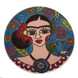 Elegant Frida,'Frida-Themed Ceramic Wall Art Crafted in Mexico'