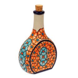 Floral Spirits,'Talavera Style Tequila Decanter in Floral Design from Mexico'
