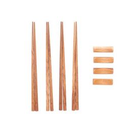 Wave Plain,'Handmade Thai Teak Wood Chopstick Set of 4 with Rests'