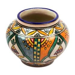 Desert Fruits,'Talavera Inspired Unique Flower Pot from Puebla Mexico'