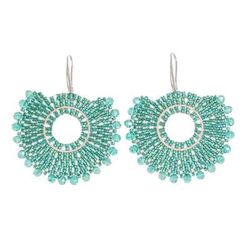 Delight in Aqua,'Aqua Green Glass Beaded Dangle Earrings from Costa Rica'